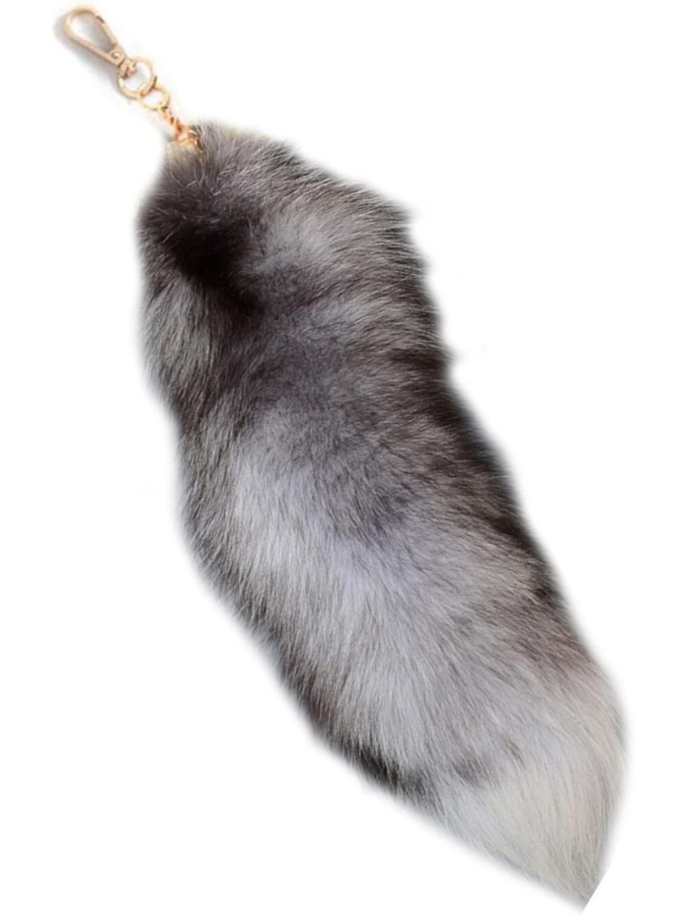 Grey Animal Tail Keychain Long Fluffy Key Ring Pendant Personalized Charm Gift